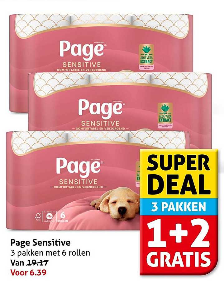 Page Sensitive 3 pakken met 6 rollen 1+2 GRATIS