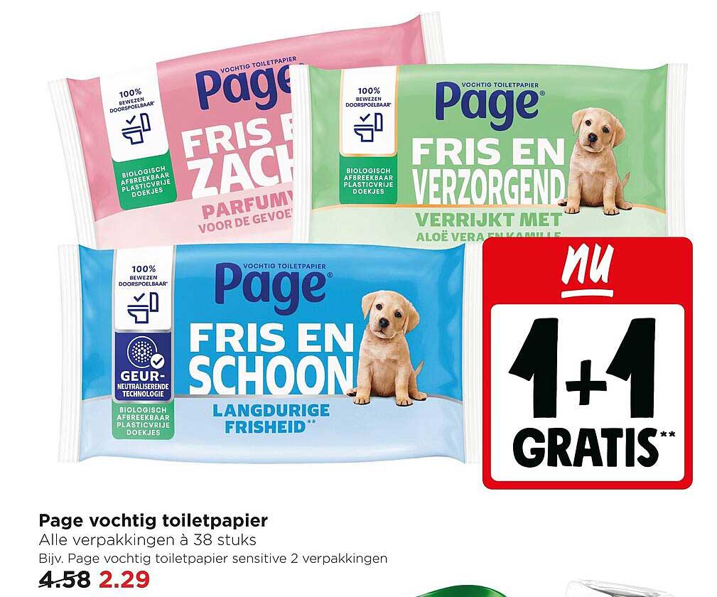 Page vochtig toiletpapier 1+1 gratis