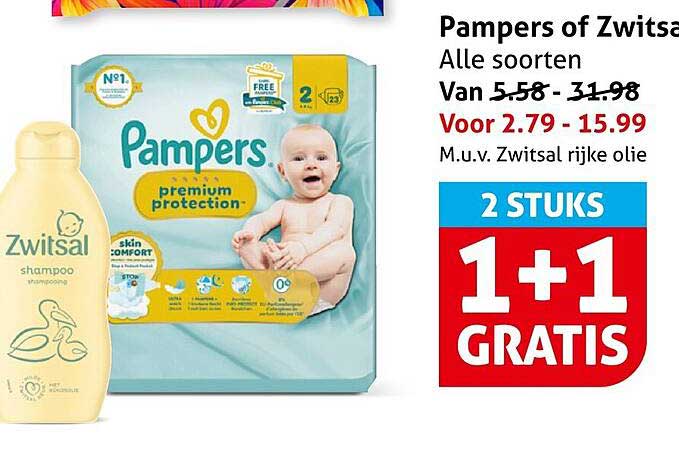 Pampers of Zwitsal - Alle soorten 1+1 gratis
