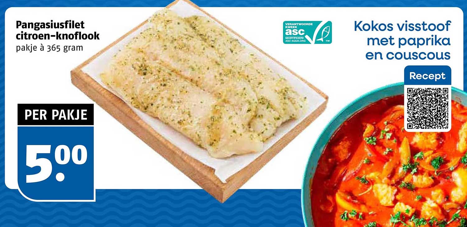 Pangasiusfilet citroen-knoflook pakje à 365 gram