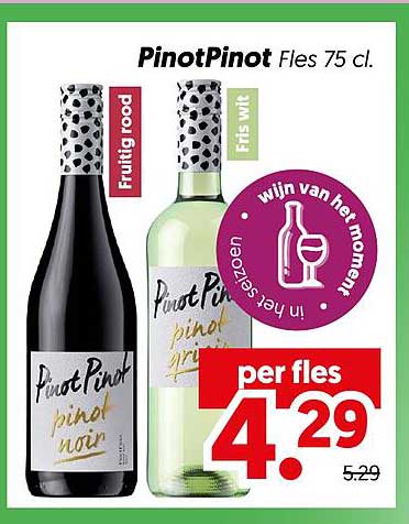 PinotPinot Fles 75 cl. Fruitig rood Fris wit per fles
