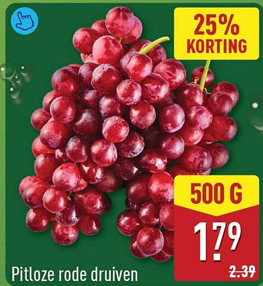 Pitloze rode druiven 25% korting