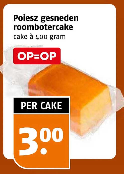 Poiesz gesneden roombotercake cake à 400 gram OP=OP