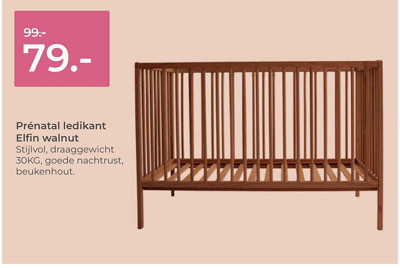 Prénatal ledikant Elfin walnut