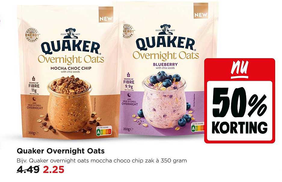Quaker Overnight Oats 50% korting