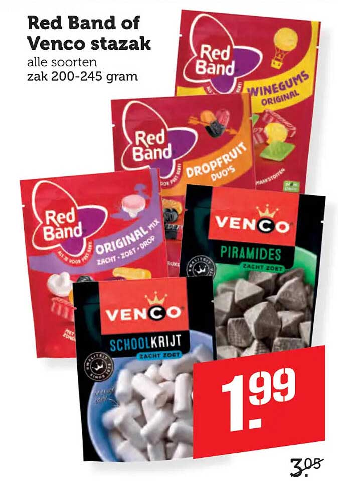 Red Band of Venco stazak alle soorten zak 200-245 gram