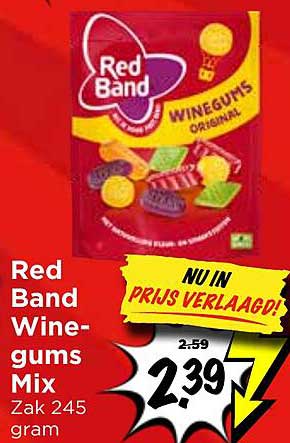 Red Band Wine-gums Mix Zak 245 gram NU IN PRIJS VERLAAGD!