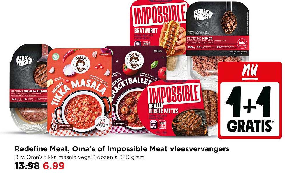 Redefine Meat, Oma’s of Impossible Meat vleesvervangers 1+1 GRATIS