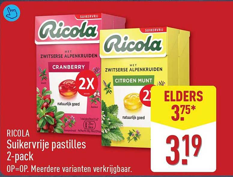 RICOLA Suikervrije pastilles 2-pack