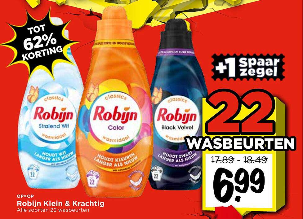 Robijn Klein & Krachtig Alle soorten 22 wasbeurten +1 spaar zegel