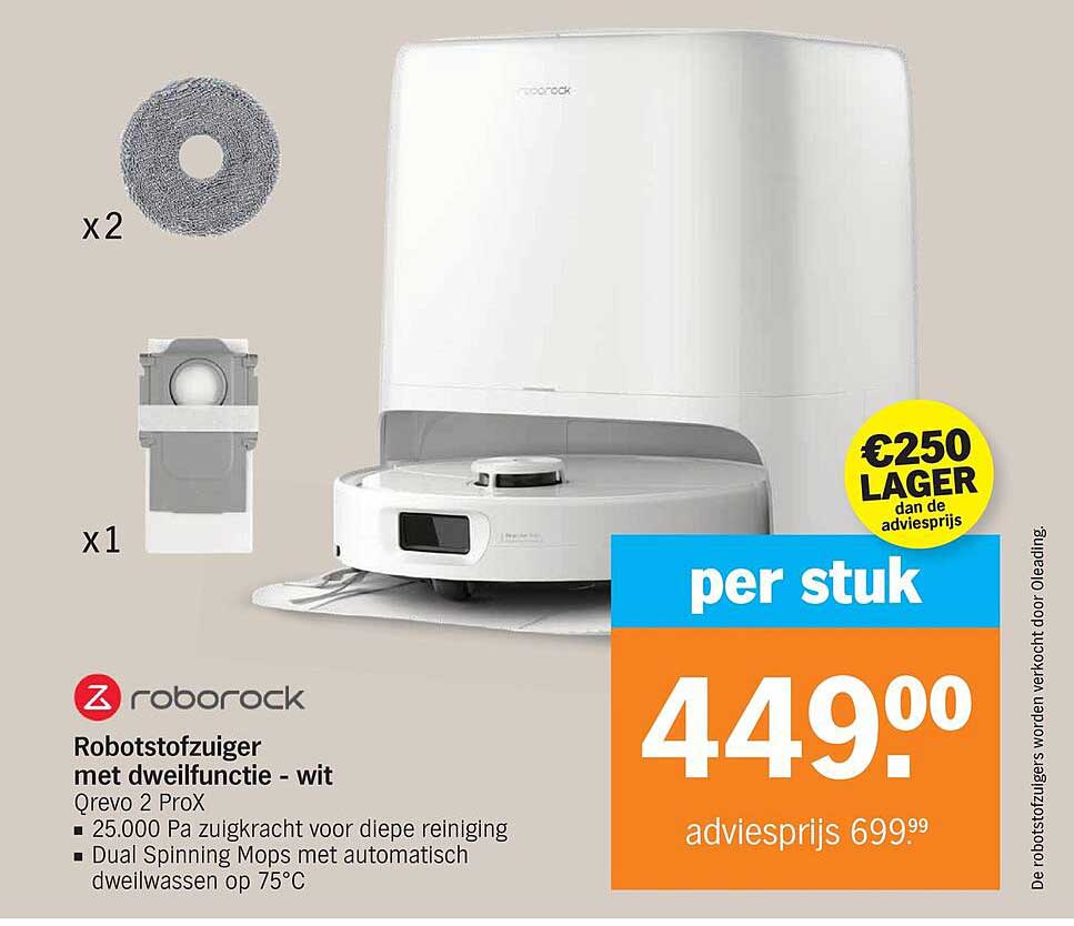Robotstofzuiger met dweilfunctie - wit Qrevo 2 ProX