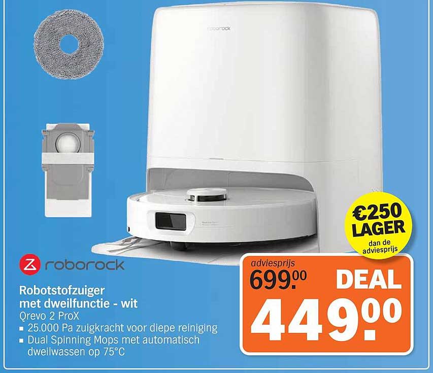 Robotstofzuiger met dweilfunctie - wit Qrevo 2 ProX