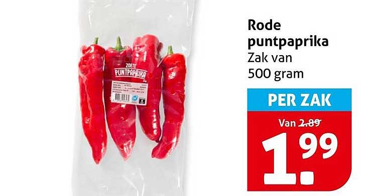 Rode puntpaprika Zak van 500 gram PER ZAK