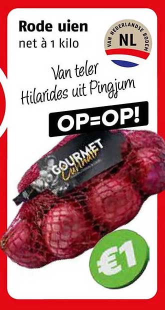 Rode uien net à 1 kilo Van teler Hilarides uit Pingjum OP=OP!