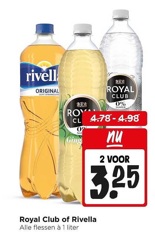 Royal Club of Rivella Alle flessen à 1 liter 2 voor 3.25