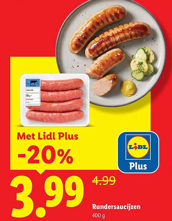 Rundersaucijzen 400 g Met Lidl Plus -20%