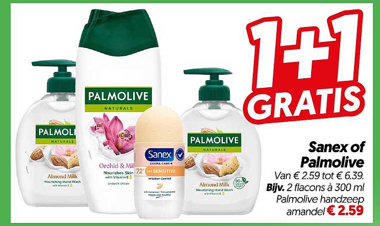 Sanex of Palmolive 1+1 gratis