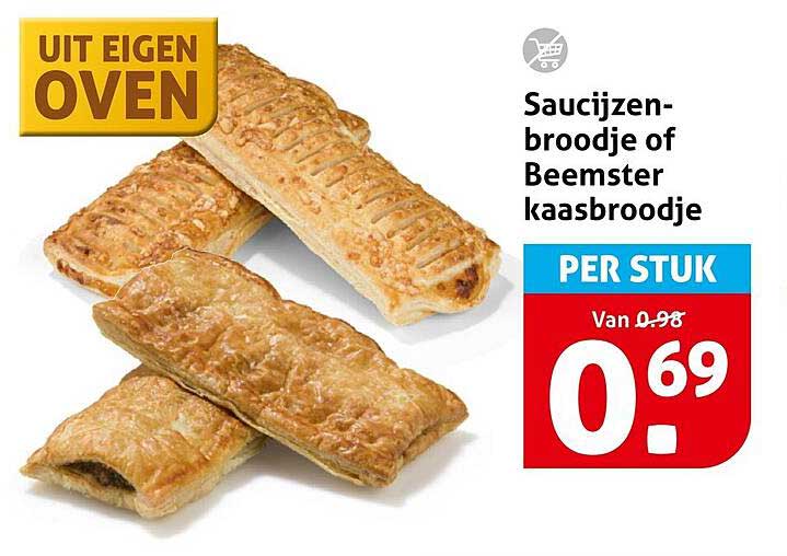 Saucijzenbroodje of Beemster kaasbroodje PER STUK