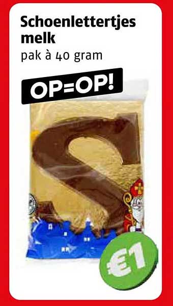 Schoenlettertjes melk pak à 40 gram OP=OP!