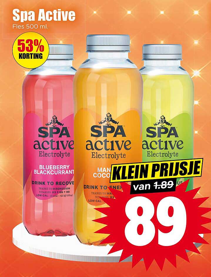 Spa Active Fles 500 ml. KLEIN PRIJJSJE