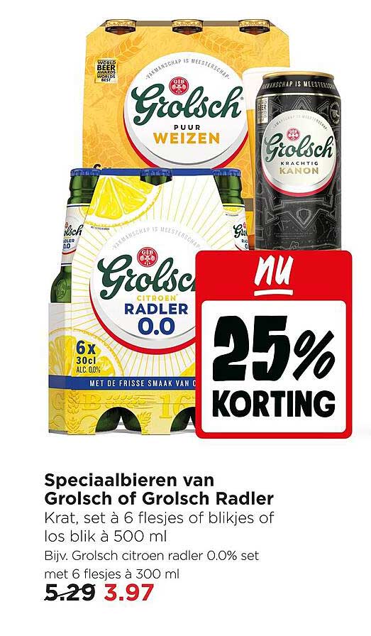 Speciaalbieren van Grolsch of Grolsch Radler 25% korting