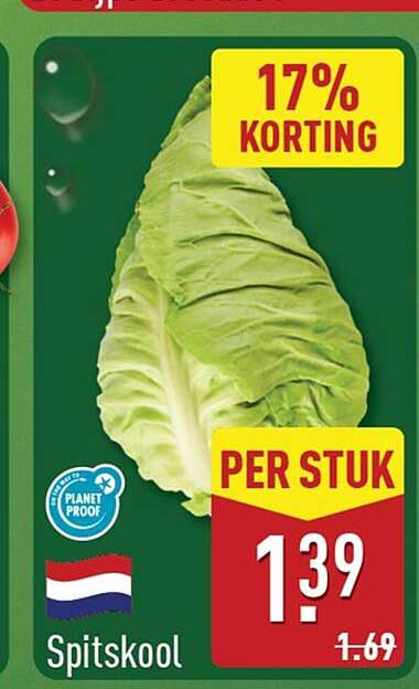 Spitskool 17% korting per stuk