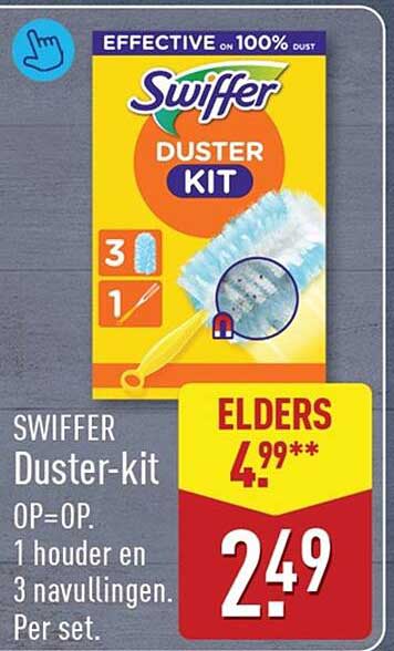 Swiffer Duster-Kit OP=OP. 1 houder en 3 navullingen. Per set.