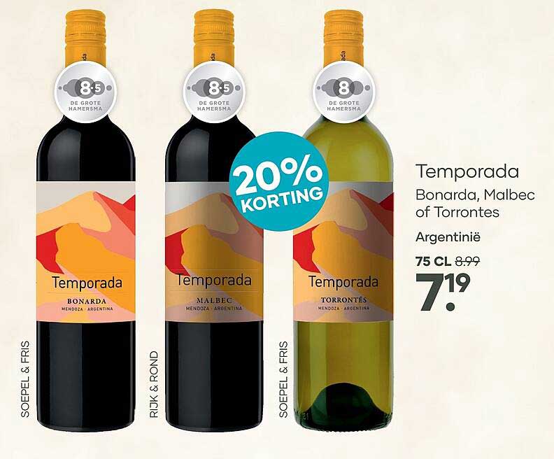 Temporada Bonarda, Malbec of Torrontes Argentinië 20% KORTING