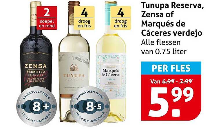 Tunupa Reserva, Zensa of Marqués de Cáceres verdejo Alle flessen van 0.75 liter PER FLES