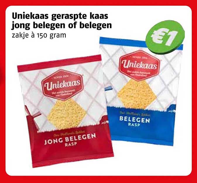 Uniekaas geraspte kaas jong belegen of belegen zakje à 150 gram