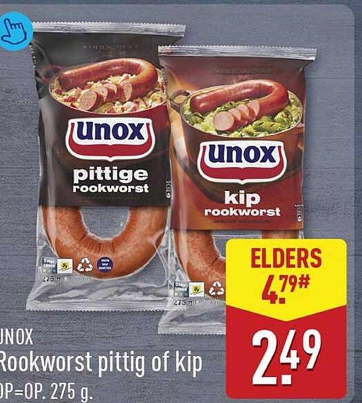 UNOX Rookworst pittig of kip