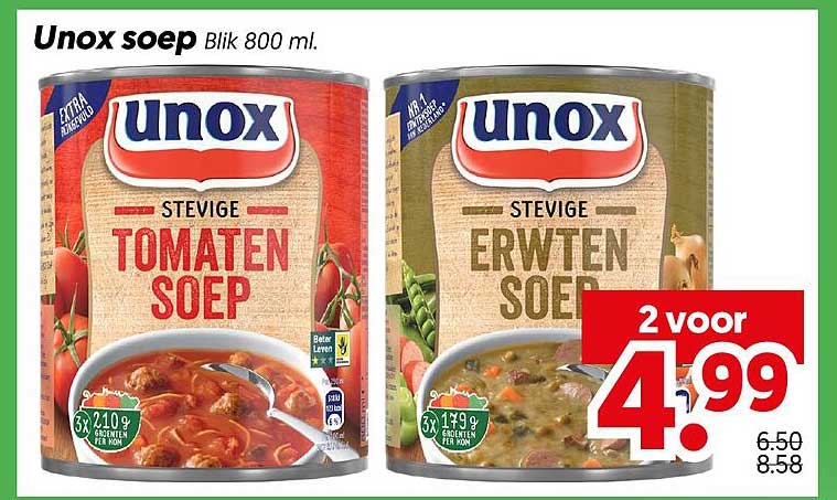 Unox soep Blik 800 ml 2 voor