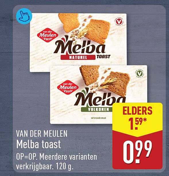 VAN DER MEULEN Melba toast OP=OP. Meerdere varianten verkrijgbaar. 120 g.
