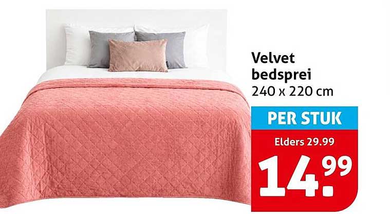 Velvet bedsprei 240 x 220 cm PER STUK