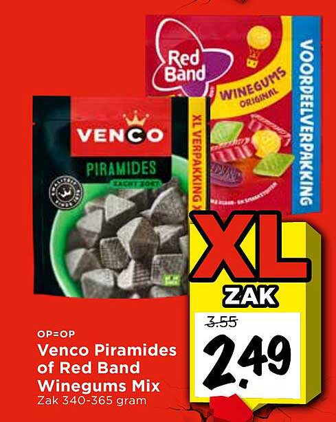 Venco Piramides of Red Band Winegums Mix XL zak