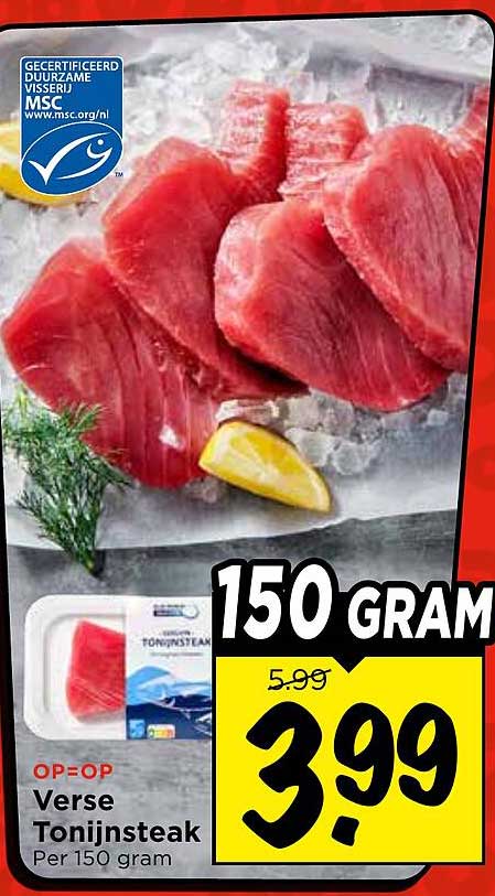 Verse Tonijnsteak Per 150 gram