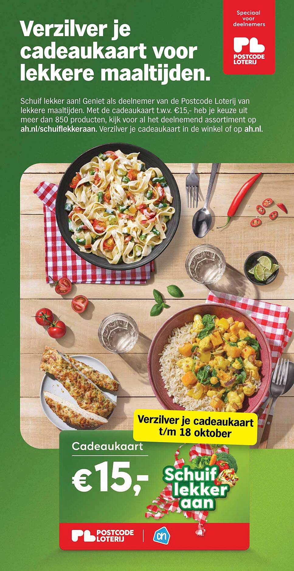 Verzilver je cadeaukaart voor lekkere maaltijden.