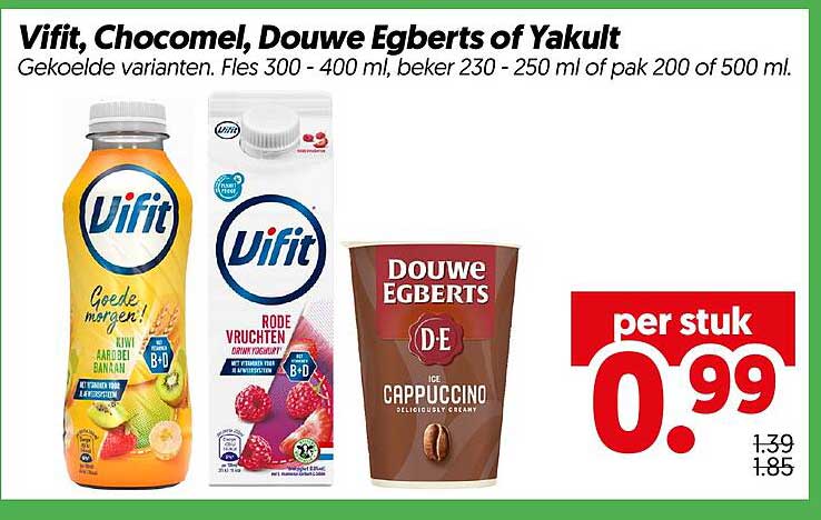Vifit, Chocomel, Douwe Egberts of Yakult