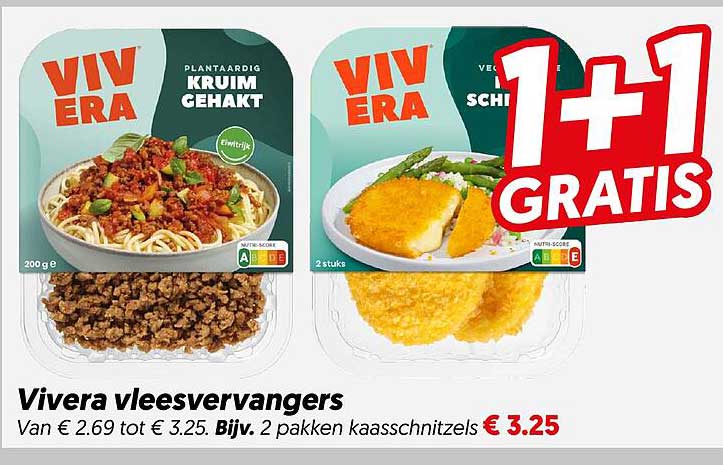 Vivera vleesvervangers 1+1 gratis