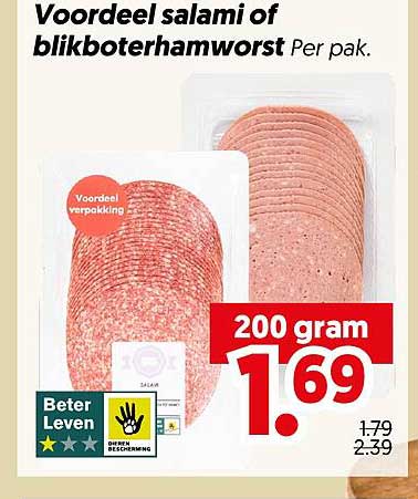 Voordeel salami of blikboterhamworst Per pak.