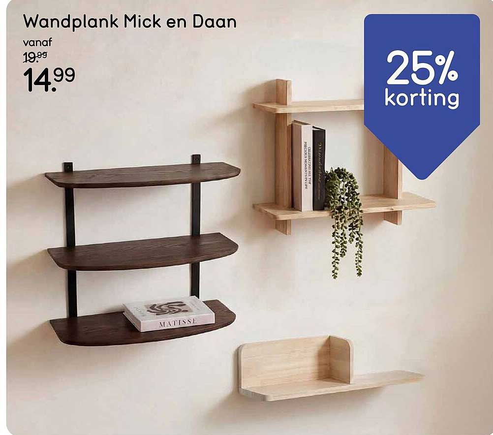 Wandplank Mick en Daan