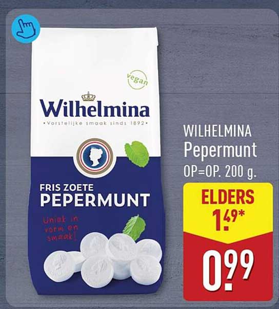 Wilhelmina Pepermunt OP=OP. 200 g.