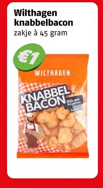 Wilthagen knabbelbacon zakje à 45 gram