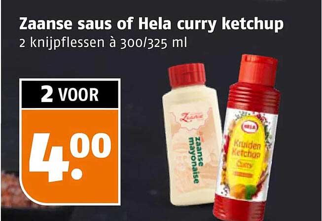 Zaanse saus of Hela curry ketchup 2 knijpflessen à 300/325 ml 2 voor