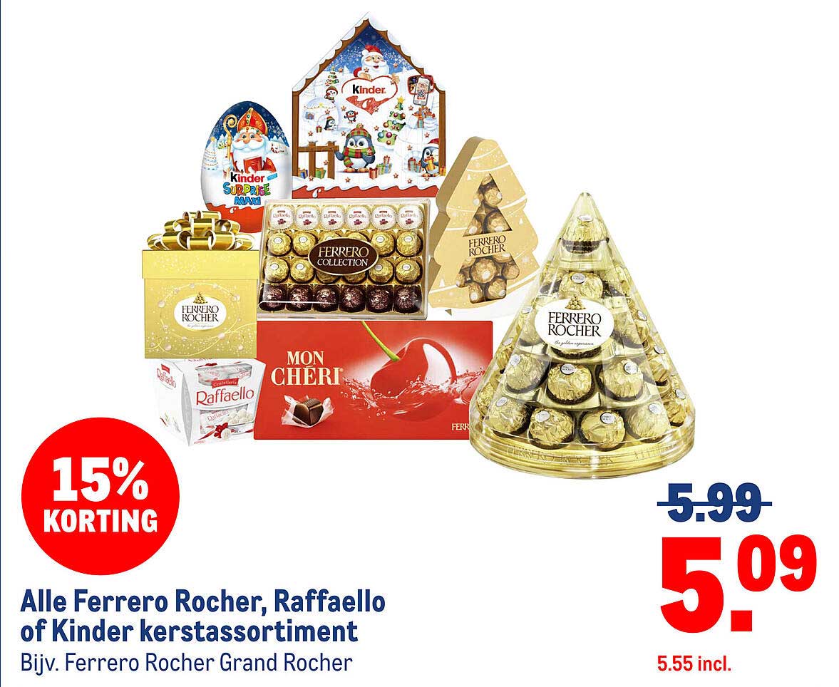 Alle Ferrero Rocher, Raffaello of Kinder kerstassortiment