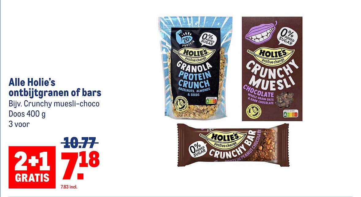 Alle Holie’s ontbijtgranen of bars