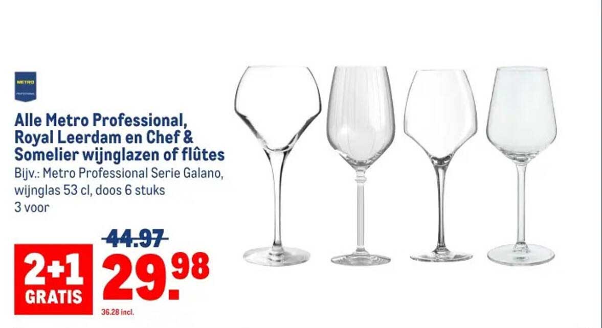 Alle Metro Professional, Royal Leerdam en Chef & Sommelier wijnglazen of flûtes