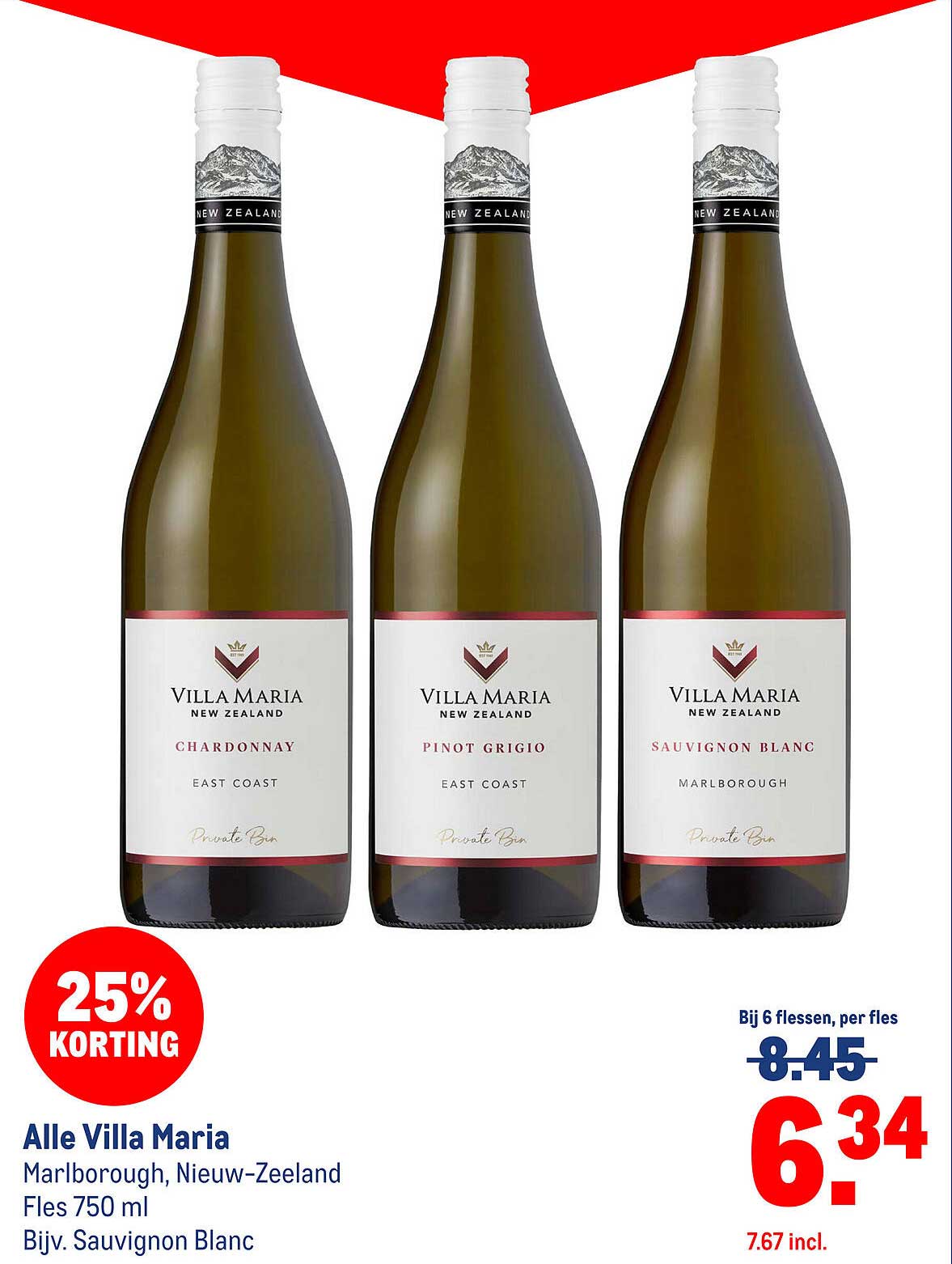 Alle Villa Maria Marlborough, Nieuw-Zeeland Fles 750 ml Bijv. Sauvignon Blanc