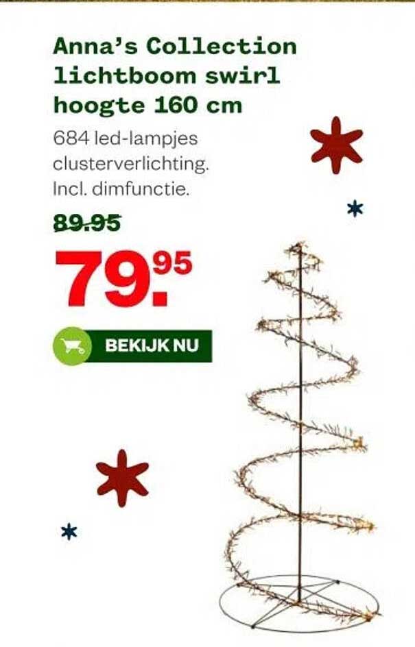 Anna’s Collection lichtboom swirl hoogte 160 cm