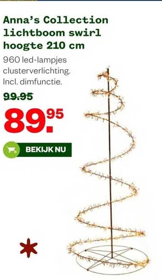 Anna's Collection lichtboom swirl hoogte 210 cm